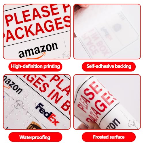 Please Leave Packages and Deliveries Here Sign - Small, Self-Adhesive Delivery Sign for Doors & Boxes