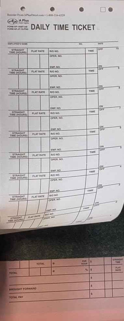 10 Label Job Time Tickets/Flag Sheets #1508 (500/Pack) (V8)