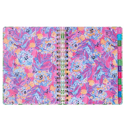 Lilly Pulitzer Jumbo Daily Planner August 2025 - December 2026, Weekly and Monthly Agenda with Stickers, Pockets, and Spiral Binding (Island Garden)