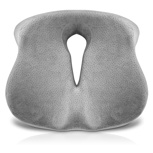 Large Memory Foam Seat Cushion for Tailbone, Coccyx & Pressure Relief ? Ergonomic Cushion for Office Chair, Car, Home & Wheelchair ? Ultimate Comfort for Long Sitting Hours ? Grey (Unisex)