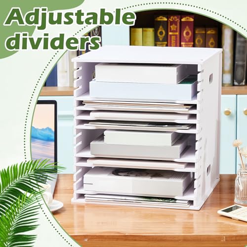15 Tier Scrapbook Paper Organizer 12 x 12 Inch Adjustable Desk Scrapbook Paper Sorter Storage Rack File Organizer Wide Document Holder for Office Desktop(12.99 x 13.78 x 14.96 Inches)