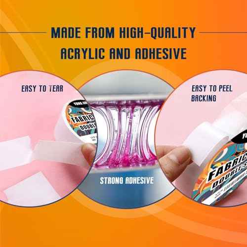 YONGJIN Double Sided Fabric Tape - 1/4 inch x 108 feet - Hem Tape No Sew No Iron, Peels Off Easily, Quick & Easy Fix for Hemming, Pants, Curtains & Crafts