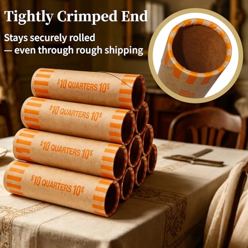 80 Pcs Quarter Coin Wrappers - Preformed Rolls for Currency Storage (Volokitx, Quarter(80 PCS))