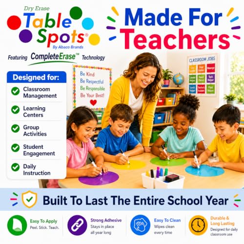 10 Pack Large Dry Erase Wall Stickers for Teachers - No Staining or Shadowing