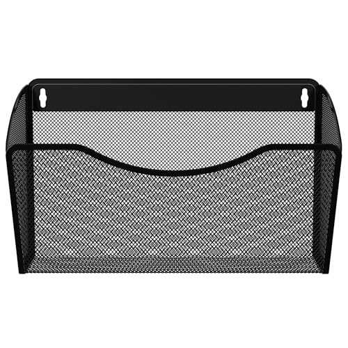 EasyPAG Black Wall File Organizer, Metal Mesh Hanging Letter & A4 Folder Holder