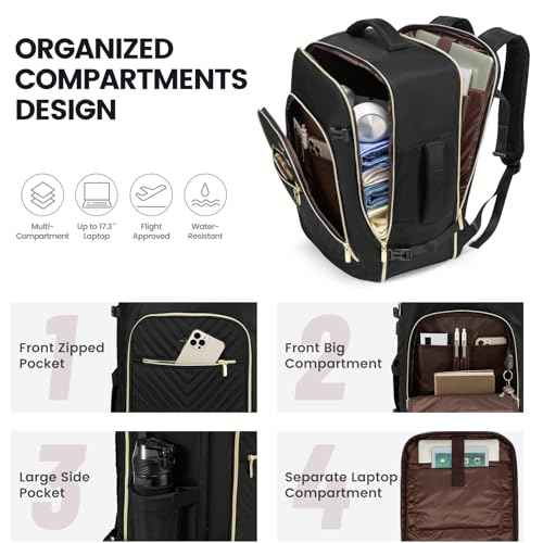 LOVEVOOK Large Travel Backpack for Women,Carry on Backpack Flight Approved,Personal Item Backpack Travel Bag with 3 Packing Cubes,Waterproof Back Pack TSA Fit 17inch Laptop Luggage with USB Port