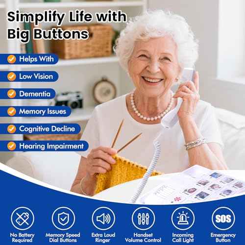 Big Button Phones for Seniors, Phone for Elderly with Dementia - 110dB Ringer Home Phone with 10 Photo Buttons for Easy Dialing - Hearing Impaired Telephone, Corded Landline Phones for Home