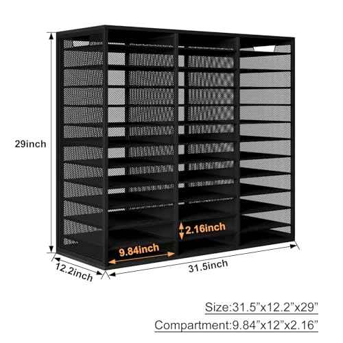 Mail Sorter Adjustable Countertop Mail Holder, Heavy Duty Literature Organizer, Student Mailbox for Classroom, Desktop Bill Paper Organizer for Office Home School, 36 Compartments, Black
