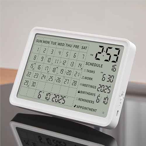 Digital Calendar, All-in-one Smart Calendar Wall & Desk Mountable, 90-Day Battery Life, Schedule Planner Desk Digital Organizer with Tasks & Reminders for Business Office Home School (White, 8)