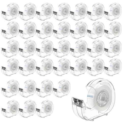 36 Pcs Transparent Tape with Dispenser, 0.7 in x 1000 in Clear Tapes and Refillable Dispensers, Office Tape Rolls with Dispenser Bulk for Craft Jobs, Gift Wrapping, Repairing, Home and School