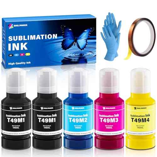 700ML T49M F170 F570 Sublimation Ink for Surecolor F170 F570 SC-170 SC-570 170 570 Sublimation Printer (T49M1 T49M2 T49M3 T49M4 Autofill/ICC-Free/Anti-UV/5-Pcaks)