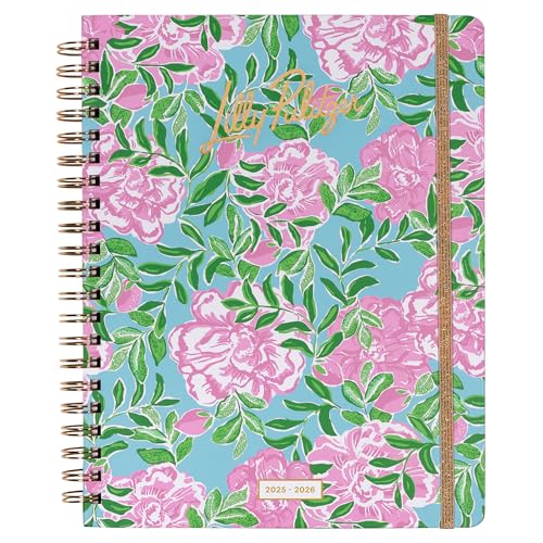 Lilly Pulitzer Jumbo Daily Planner August 2025 - December 2026, Weekly and Monthly Agenda with Stickers, Pockets, and Spiral Binding (Island Garden)