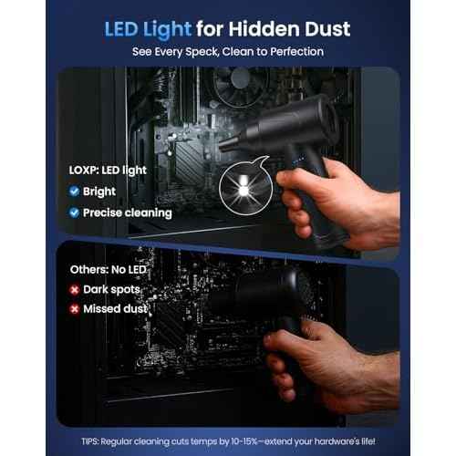 Electric Air Duster ? 150000RPM Powerful Compressed Air Duster with LED Light, 3 Gears, 7500mAh Battery & Fast Charging, Rechargeable Air Blower for Computer, Keyboard, PC, Car, House & Outdoor