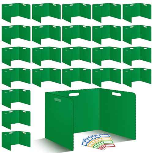 24 Pcs Desk Dividers for Students Classroom Plastic Privacy Folders Green Test Dividers for Students Desks Trifold Privacy Panel Partitions for School Teacher Supplies (24pcs Green)