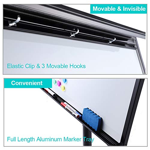 Black 40x28 Inch Mobile Magnetic Whiteboard on Wheels, Dry Erase Easel