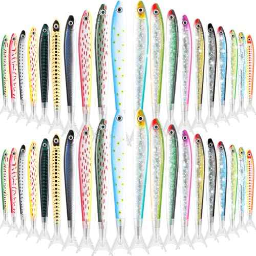 Meanplan 40 Pack Fish Pen Gifts Cute Fishing Party Favors Decorations Creative Glitter Ballpoint Pens for Kids Adults School Office Student Birthday Themed Party Decor