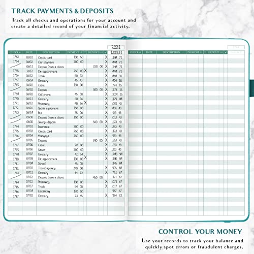 Legend Check Register Book – Dark Teal, 7x10”, 193 Pages, Eco-Leather