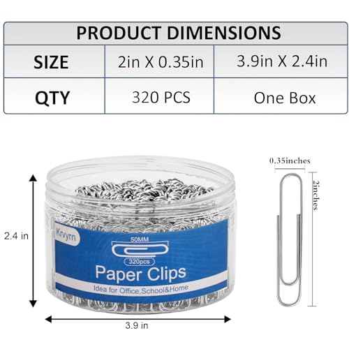 Krvyrn Jumbo Paper Clips - 320 Pcs Large 2 inch Paper Clips (Variation: Jumbo Paper Clips)