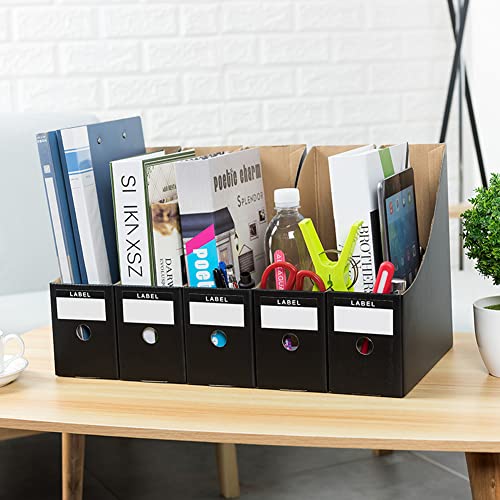 Fiyerna 15 Matte Black Foldable Desk File Holder Organizer with Blank Label Stickers