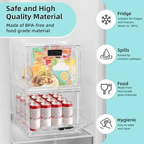 HOLYHY Medicine Lock Box for Safe Medication Storage, Large Refrigerator Lockable Storage Box for Kitchen Food Safe, Phone Jail iPad Tablet Lock Boxes for Kids Home/Office (Clear)