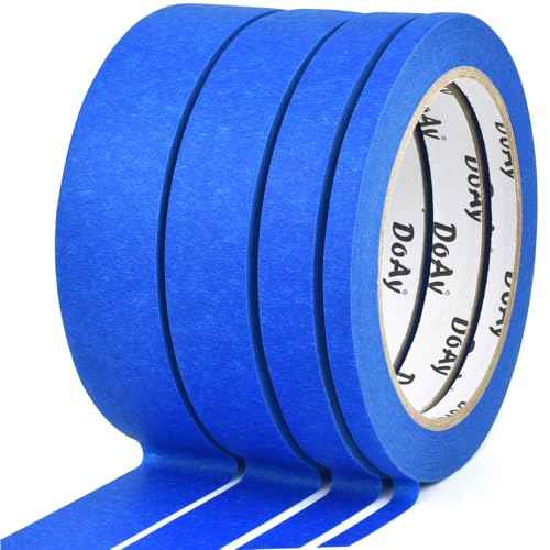 4 Pack Blue Painters Tape - Masking Tape 0.25", 0.50", 0.75", 1" Wide - Multi-Surface, Smart Adhesion, Multi-Size Pack - 360FT Total - Paint Tape for DIY, Labeling, Art, Car (#3910)