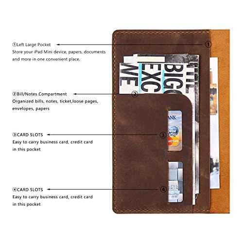 Robrasim Leather Cover for 6"x9" Steno Notebook, Leather Folio Cover Compatible with 6x9 Spiral Steno Pads, A5 Notebook Organizer with Pen Loop - Brown