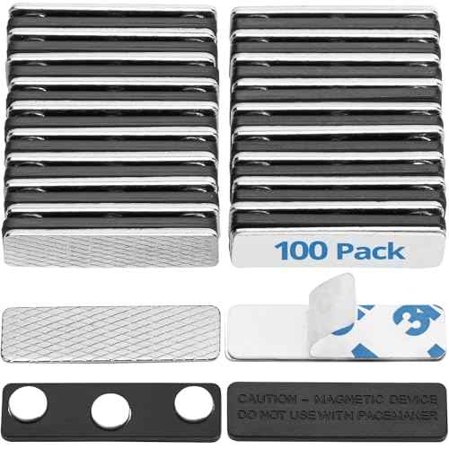 Mata1-USA No-Pin Design Name Tag Magnets (100 Badge Holder Magnets, 1.75 x 0.4 inches), Name Tag Magnet Backs w/ 3 Extra-Strong Neodymium Magnets for ID Badge Holders