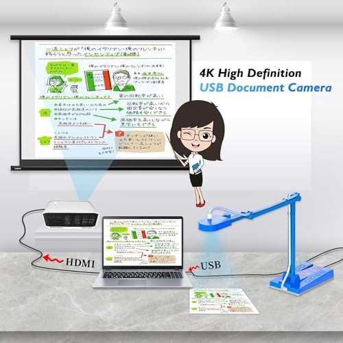 TreasLin Blue 10MP USB Document Camera for Teachers, Classroom & Online Teaching