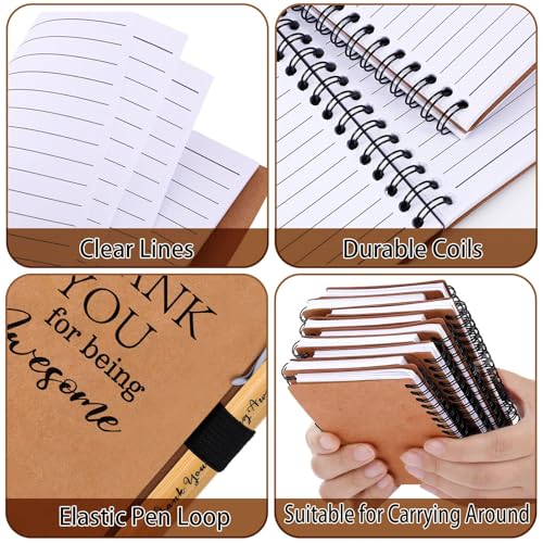80 Pcs Employee Appreciation Gifts Inspirational Spiral Notebooks Bulk Motivational Journals Thank You Bamboo Ballpoint Pens for Nurse Teacher Coworker (THANK YOU)