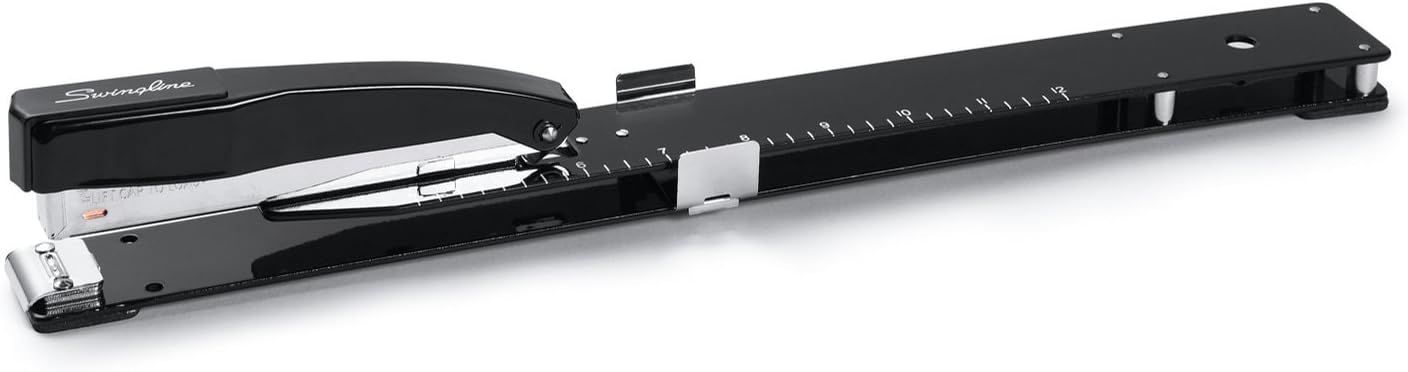 Swingline Long Reach Stapler - 20 Sheet Capacity, Jam-Free Design, 12" Reach, Metal, Black