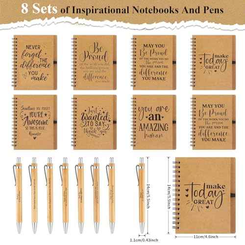 32 Pack Spiral Notebooks Sets Employee Appreciation Gifts Bulk Inspirational Journals with Motivational Pens Encouragement Notepad Thank You Gift for Team Staff Teacher Coworker