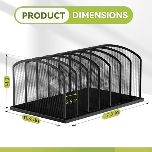 MINDEPOT Black 7-Section Mesh Desk File Organizer - 1 Pack