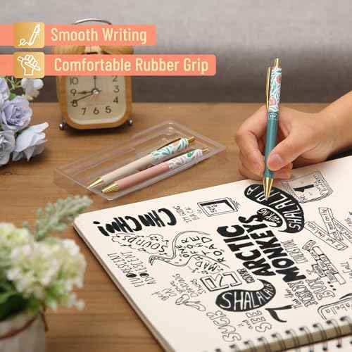 Mr. Pen- Luxury Floral Pen Set, 3 pcs, Black Ink Ballpoint Pens, Floral Pen, Fancy Pens for Women, Cute Pens for Journaling