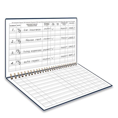 Dayvorax Print Checkbook Register – Large Print, 5-7/8 x 8-1/2 in., Spiral Bound, 60 Pages, Blue