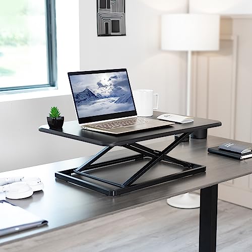 VIVO 26-Inch Black Single Top Standing Desk Converter | Ultra-Slim Riser