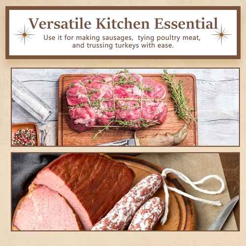 328Ft Butchers Twine ? 100% Natural Cotton Kitchen String, Oven Safe for Tying Meat, Roasting, Trussing Turkey, Baking, Grilling ? Food Grade for Cooking, Crafts, and Gift Wrapping