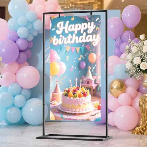 Wedding Sign Stand, Metal Welcome to Our Wedding Sign Stand,Adjustable Wedding Sign Holder with Leather ,Hanging Straps for Hanging,Heavy Duty Easel Stand for Sign Poster Seating Chart