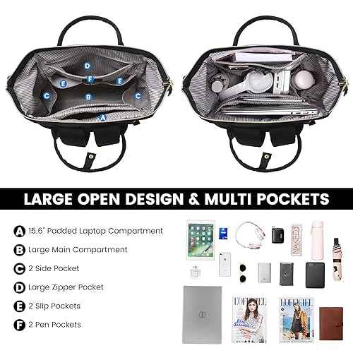 LOVEVOOK Backpack for Women, 15.6 inch Laptop Backpack for Women Teacher Backpack Nurse Bag, Waterproof Work Backpack for Travel, Commuter, College
