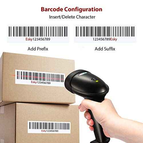 Esky Barcode Scanner with Stand, Wired Handheld Bar Code Scanner with Adjustable Stand, Automatic 1D USB Laser Scanner Support Windows/Mac/Linux for Store, Supermarket, Warehouse, Library