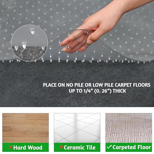 Extra Large Office Chair Mat for Carpet, 46" x 60" Clear Desk Chair Mat for Low Pile Carpeted Floors- Easy Glide Plastic Floor Mat for Office Chair on Carpet