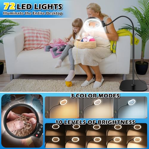 Black Large Floor Magnifying Glass with Light & Stand - 30X & 10X LED Lamp