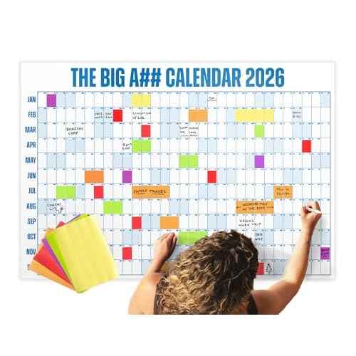 The Big A## Calendar Full-Year Wall Calendar ? 2026 Dry-Erase ? Includes 1 Marker & 100 Labels ? Lightweight, Easy to Hang Yearly Calendar ? Year at a Glance ? Plan Big Goals & Adventures ? Blue
