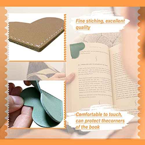 Leather Heart Bookmarks - Winjeto 6 Pieces Cute Corner Page Book Marks for Teachers Students Book Reading Lovers, for School Office Home Supplies (Heart£¨6pcs£©)