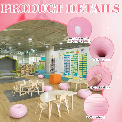 CHMKMPZG 2 Pack Inflatable Yoga Ball Chair 17.3" Donut Pink Non-Slip Stability Seating