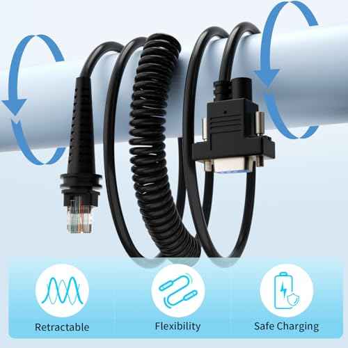 16ft Barcode Scanner Cable RJ45 RS232 to RJ45 for Honeywell 1900 Cable 1200G 1202G 1250G 1280i 1300G 1400G 1450G 1452G 1470G 1900GHD 1900GSR 1902GHD 1902GSR 1950GHD 1980i 1472G Power Cord (2)