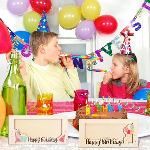 Wooden Birthday Money Box 3-Pack – Colorful Card Gift Holders for Party