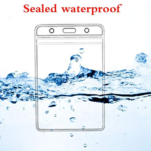 KINGSUM 6-Pack Waterproof Vertical ID Badge Holders Sealable Clear Plastic for RFID/Proximity Cards