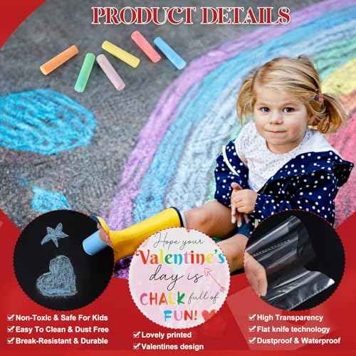 SAIWEILAI ONLINE 192pcs/24pack Valentines Chalk Set Valentines Day Gift for Valentines Day Cards for Classroom Valentine Gift Stuffer Fillers Valentines Classroom