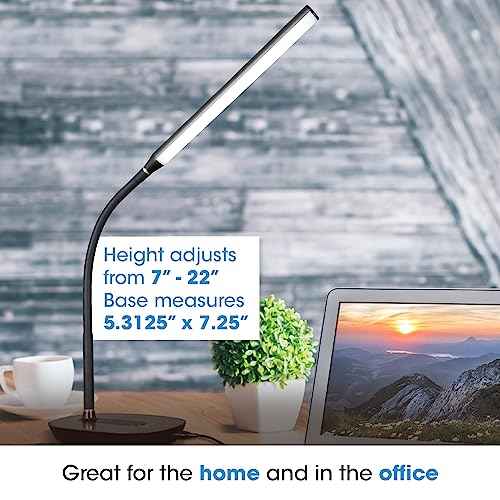 OttLite Strive LED Desk Lamp with USB Charging - ClearSun LED Technology - Adjustable & Flexible Neck, 3 Brightness Settings with Touch Activated Controls - Desk Lamp for Work, Study & Reading
