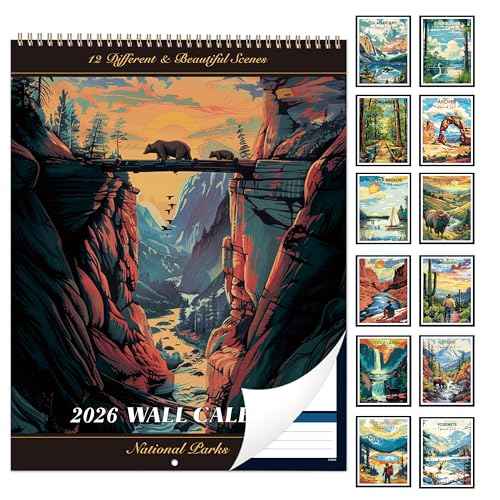 2026 Wall Calendar - 11.3" x 14.6" National Parks Wall Calendar 2026, Jan.2026 - Dec.2026, Hanging Calendar for Home or Office, 2026 Calendar for Planning